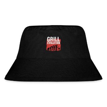 Grill Evolution Lustiger Grillmeister Spruch - Stanley/Stella recycelter Bucket Hat - Schwarz - Vorne