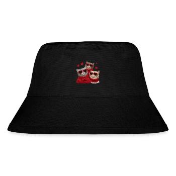 Valentins Katzen Mit Herzbrillen Und Pullis - Stanley/Stella recycelter Bucket Hat - Schwarz - Vorne
