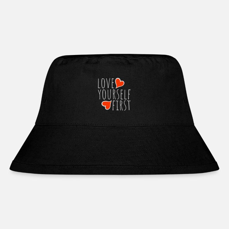 Elsk dig selv først Selvkærlighed Selvomsorg - Stanley/Stella recycled bucket hat - sort