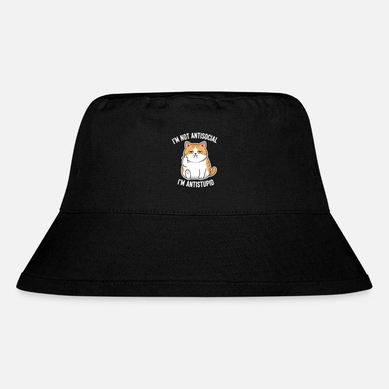 Grumpy Attitude Cat Antistupid - Stanley/Stella Recycled Bucket Hat - black