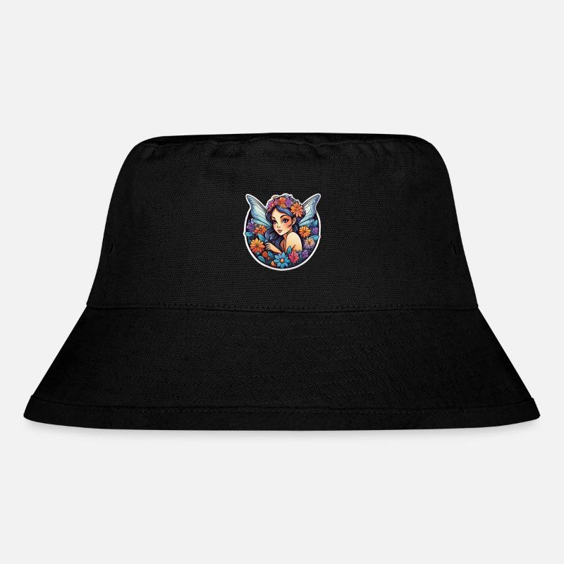 Geflügeltes Blumen-Feenland - Stanley/Stella recycelter Bucket Hat - Schwarz