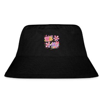 MAMA Grandes Fleurs et Nœud Rose | Style Rétro - Bob recyclé Stanley/Stella - noir - Devant