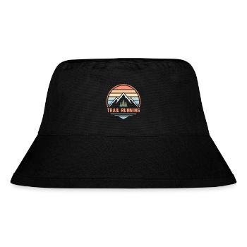 Soft retro trail running design with pastel sunset - Stanley/Stella Recycled Bucket Hat - black - Front