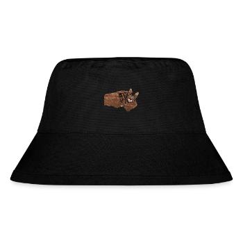 Katze mit Bett Decke, Tabby Motiv, süße tees - Stanley/Stella recycelter Bucket Hat - Schwarz - Vorne