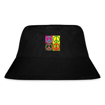 Pop Art / Comic: Peace-Zeichen - Hippies - 60s 70s - Stanley/Stella recycelter Bucket Hat - Schwarz - Vorne