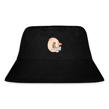 Katze & Vögel Origami Illustration - Stanley/Stella recycelter Bucket Hat - Schwarz - Vorne