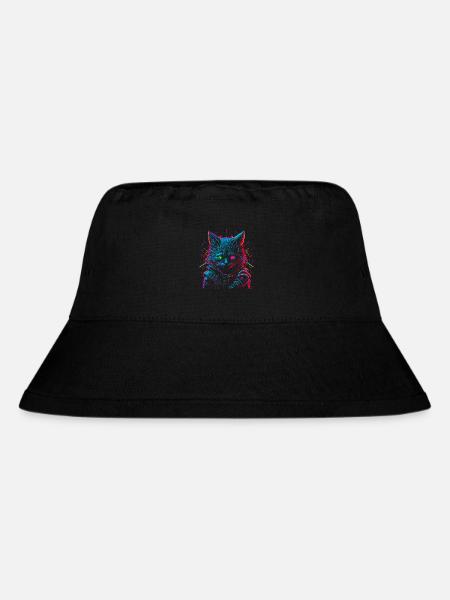 Neon Punk Hacker Katze - Stanley/Stella recycelter Bucket Hat - Schwarz