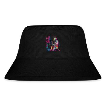 Katze Saxophon Jazz Musiker Saxophonist Swing Miau - Stanley/Stella recycelter Bucket Hat - Schwarz - Vorne