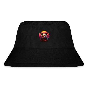 Synthwave Panda Sunset - Stanley/Stella recycelter Bucket Hat - Schwarz - Vorne