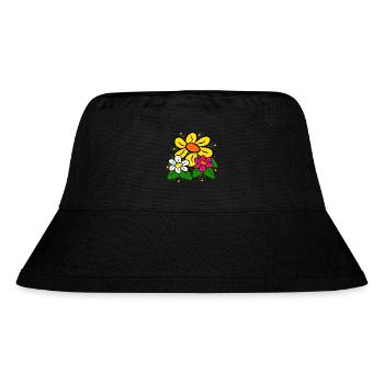 Blumenwiese bunte Blüte Blumenranke Margeriten - Stanley/Stella recycelter Bucket Hat - Schwarz - Vorne