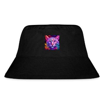Katze in Neonfarben - Stanley/Stella recycelter Bucket Hat - Schwarz - Vorne