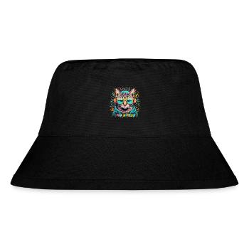 Cat with headphones Funny saying NO STRESS - Stanley/Stella Recycled Bucket Hat - black - Front