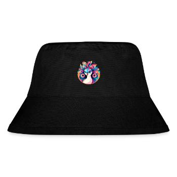 Pfau Vogel Zeichnung - Stanley/Stella recycelter Bucket Hat - Schwarz - Vorne
