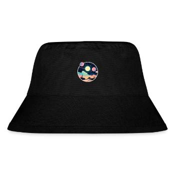 Moon Landscape Illustration - Stanley/Stella Recycled Bucket Hat - black - Front