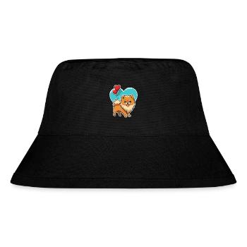 Zwergspitz Herz - Valentinstag - Stanley/Stella recycelter Bucket Hat - Schwarz - Vorne