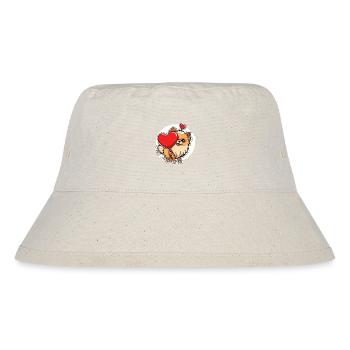 Zwergspitz Herz - Valentinstag - Stanley/Stella recycelter Bucket Hat - Naturweiß - Vorne