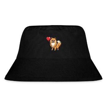 Zwergspitz Herz - Valentinstag - Stanley/Stella recycelter Bucket Hat - Schwarz - Vorne