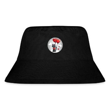 Katze Herz - Valentinstag - Stanley/Stella recycelter Bucket Hat - Schwarz - Vorne