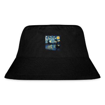 loch ness monster, nessie, van gogh, sternenacht - Stanley/Stella recycelter Bucket Hat - Schwarz - Vorne