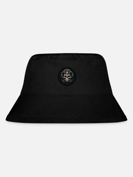 Dekorativer Schädel mit Schlangen - Stanley/Stella recycelter Bucket Hat - Schwarz