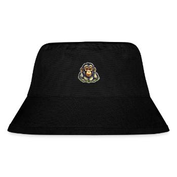Affe Wasserfarben - Stanley/Stella recycelter Bucket Hat - Schwarz - Vorne