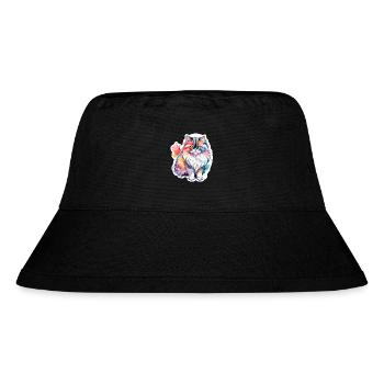 Perserkatze Wasserfarben - Stanley/Stella recycelter Bucket Hat - Schwarz - Vorne