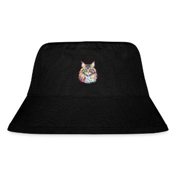 Maine Coon Wasserfarben - Stanley/Stella recycelter Bucket Hat - Schwarz - Vorne