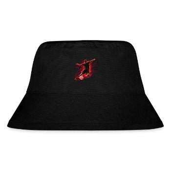Ein Fußballer in einer dynamischen Aktion mit einem Torschuss. - Stanley/Stella recycelter Bucket Hat - Schwarz - Vorne