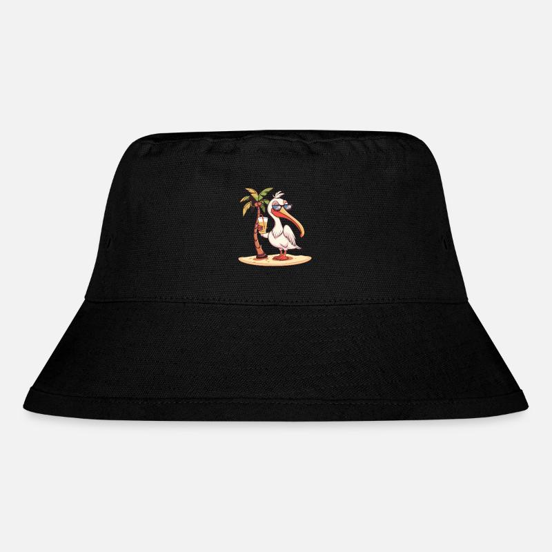 Pelikan Vogel Sommer Urlaub - Stanley/Stella recycelter Bucket Hat - Schwarz