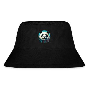 Panda - Stanley/Stella recycelter Bucket Hat - Schwarz - Vorne