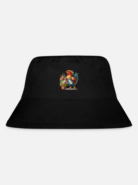 Huhn als Gärtner - Stanley/Stella recycelter Bucket Hat - Schwarz