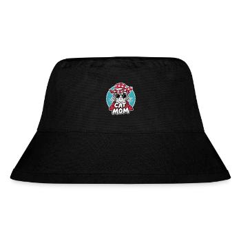 Cat Mom Lustige Katze mit Sonnenbrille und Kleider - Stanley/Stella recycelter Bucket Hat - Schwarz - Vorne