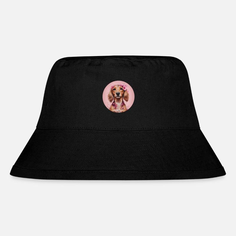 Pink Dachshund - Stanley/Stella Recycled Bucket Hat - black