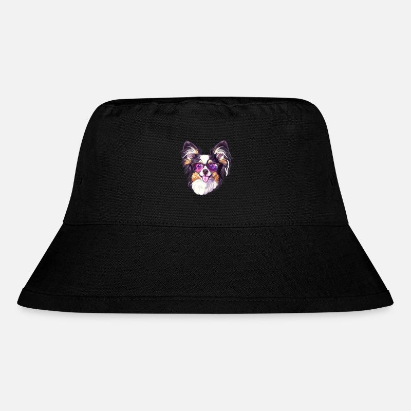 Kontinentaler Zwergspaniel Papillon - Stanley/Stella recycelter Bucket Hat - Schwarz