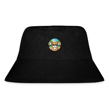 Kätzchen Lustige Cartoon Sommer Strand Sonnenbrille Cool - Stanley/Stella recycelter Bucket Hat - Schwarz - Vorne