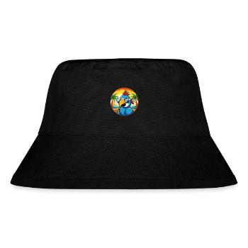 Papagei Lustige Cartoon Sommer Strand Sonnenbrille Cool - Stanley/Stella recycelter Bucket Hat - Schwarz - Vorne