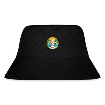 Kätzchen Lustige Cartoon Sommer Strand Sonnenbrille Cool - Stanley/Stella recycelter Bucket Hat - Schwarz - Vorne
