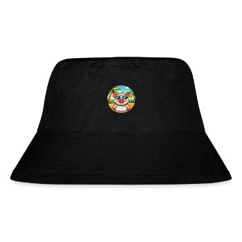 Schwein lustige Cartoon Sommer Strand Sonnenbrille Aufkleber - Stanley/Stella recycelter Bucket Hat - Schwarz - Vorne