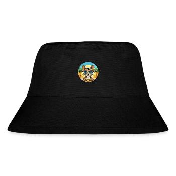 Arabian Egyptian Mau Cat Breed Cartoon Sunglasses - Stanley/Stella Recycled Bucket Hat - black - Front