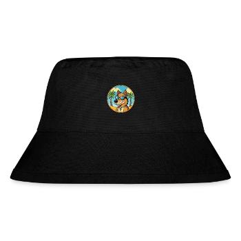 Frisian Pointing Dog Breed Cartoon Sunglass Beach - Stanley/Stella Recycled Bucket Hat - black - Front