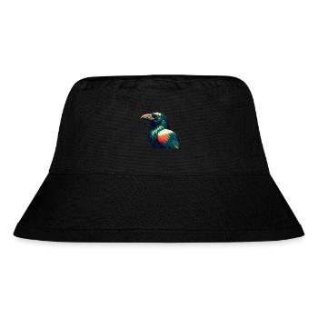 Crow Cartoon Character Colorful Pet Animal - Stanley/Stella Recycled Bucket Hat - black - Front