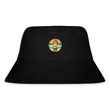 Schimpanse Lustige Cartoon Sommer Strand Sonnenbrille - Stanley/Stella recycelter Bucket Hat - Schwarz - Vorne