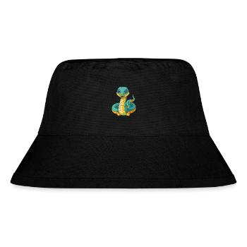 Anaconda Niedliche Maskottchen Zeichentrickfigur Kawaii - Stanley/Stella recycelter Bucket Hat - Schwarz - Vorne