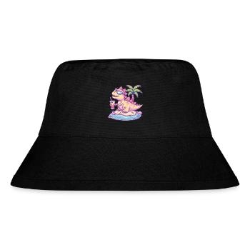 Dinosaur stegosaurus island palm tree - Stanley/Stella Recycled Bucket Hat - black - Front