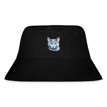 Russian Blue Cat Watercolor - Stanley/Stella Recycled Bucket Hat - black - Front