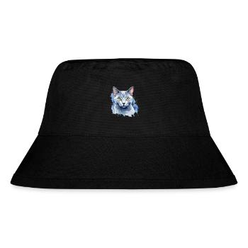 Russian Blue Cat Watercolor - Stanley/Stella Recycled Bucket Hat - black - Front
