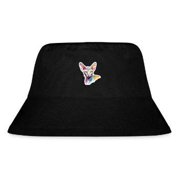 Sphynx Katze Wasserfarben - Stanley/Stella recycelter Bucket Hat - Schwarz - Vorne