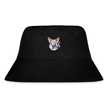Sphynx Katze Wasserfarben - Stanley/Stella recycelter Bucket Hat - Schwarz - Vorne