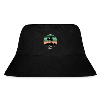 Eule Vogel Vintage Retro Tiere Sonnenuntergang - Stanley/Stella recycelter Bucket Hat - Schwarz - Vorne