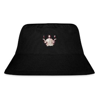 Schluck Geist Jesus mit Weingläsern - Stanley/Stella recycelter Bucket Hat - Schwarz - Vorne